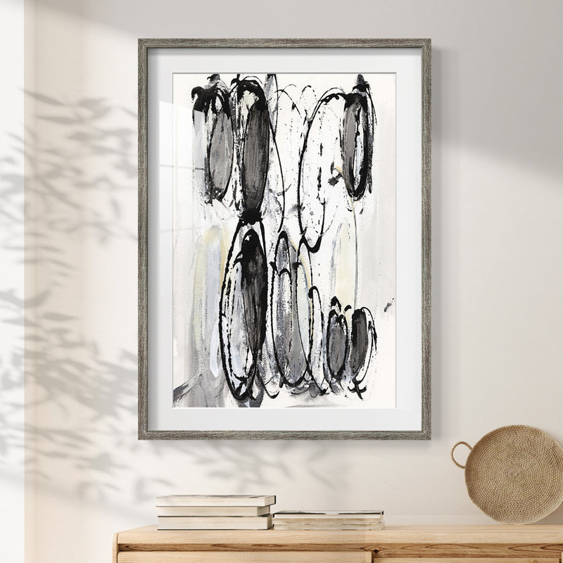 Gray Scribbles II - impression encadrée, H 28,5 po x l 20,5 po, Vieilli