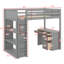 Sleek Loft Bed With Ladder & Shelves And Desk-129858122