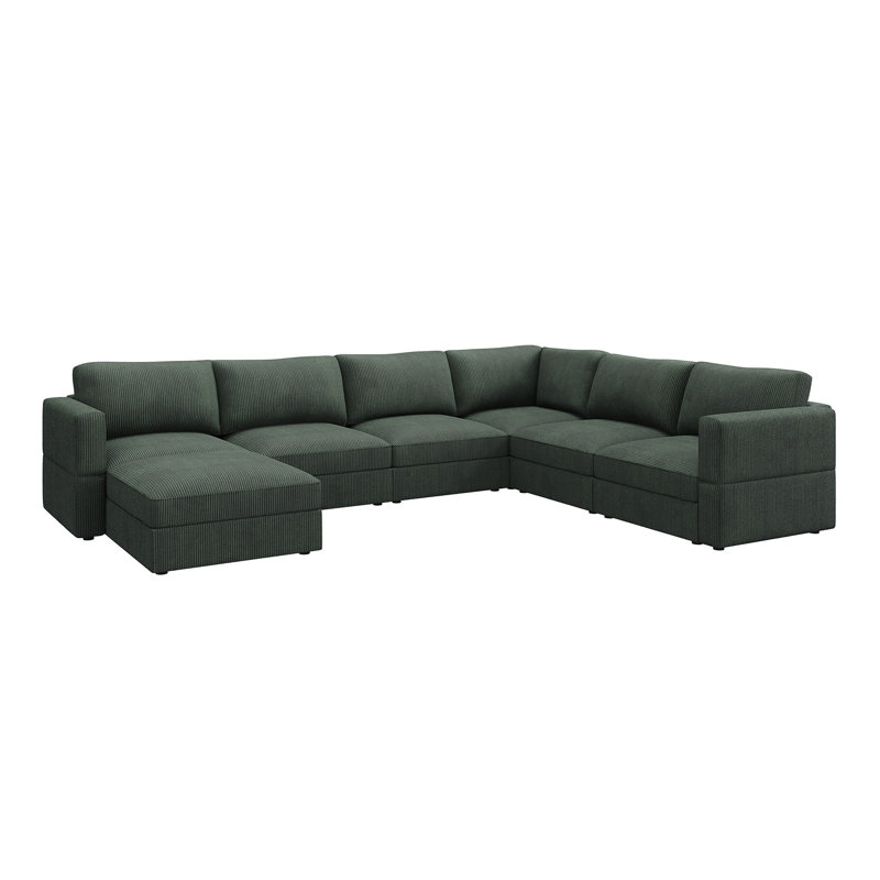 Canapé modulaire Bouley, Velours côtelé vert