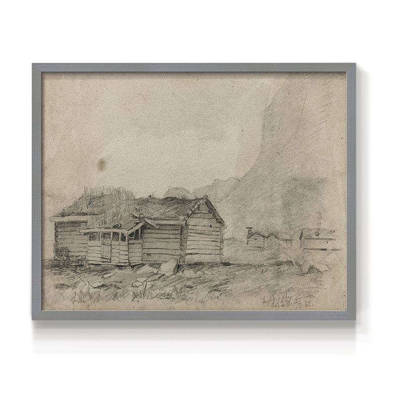 Œuvre de croquis rétro - LV III - Reproduction encadrée - Restickable, H 11 po x l 14 po, Gris