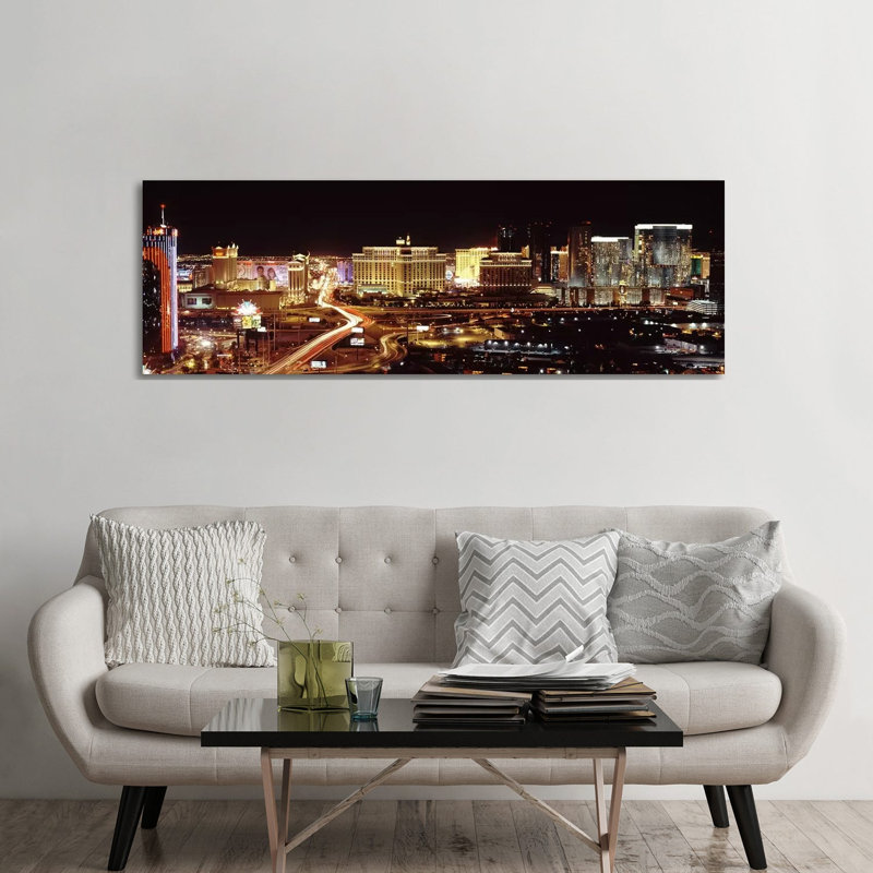 City Lit Up At Night, Las Vegas, Nevada, USA - Wrapped Canvas Panoramic Print, 182.88 cm H x 60.96 cm W