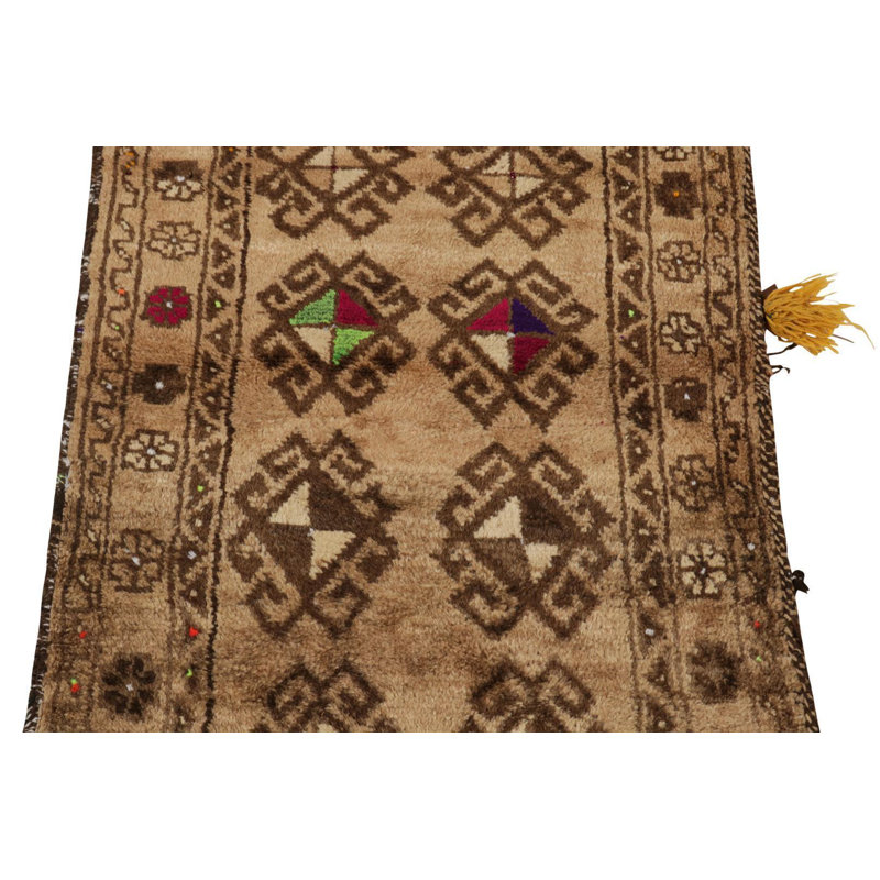 Wool Geometric Area Rug in Beige