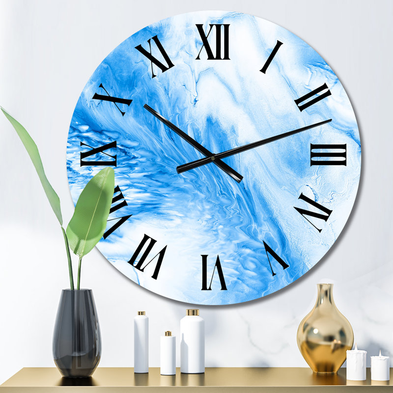 Horloge murale moderne bleue et blanche, Petit