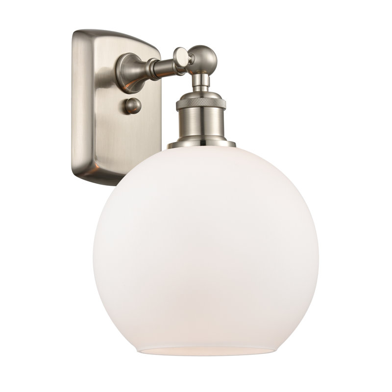 Baptista Armed Sconce, Brushed Satin Nickel, LED, Cased Matte White