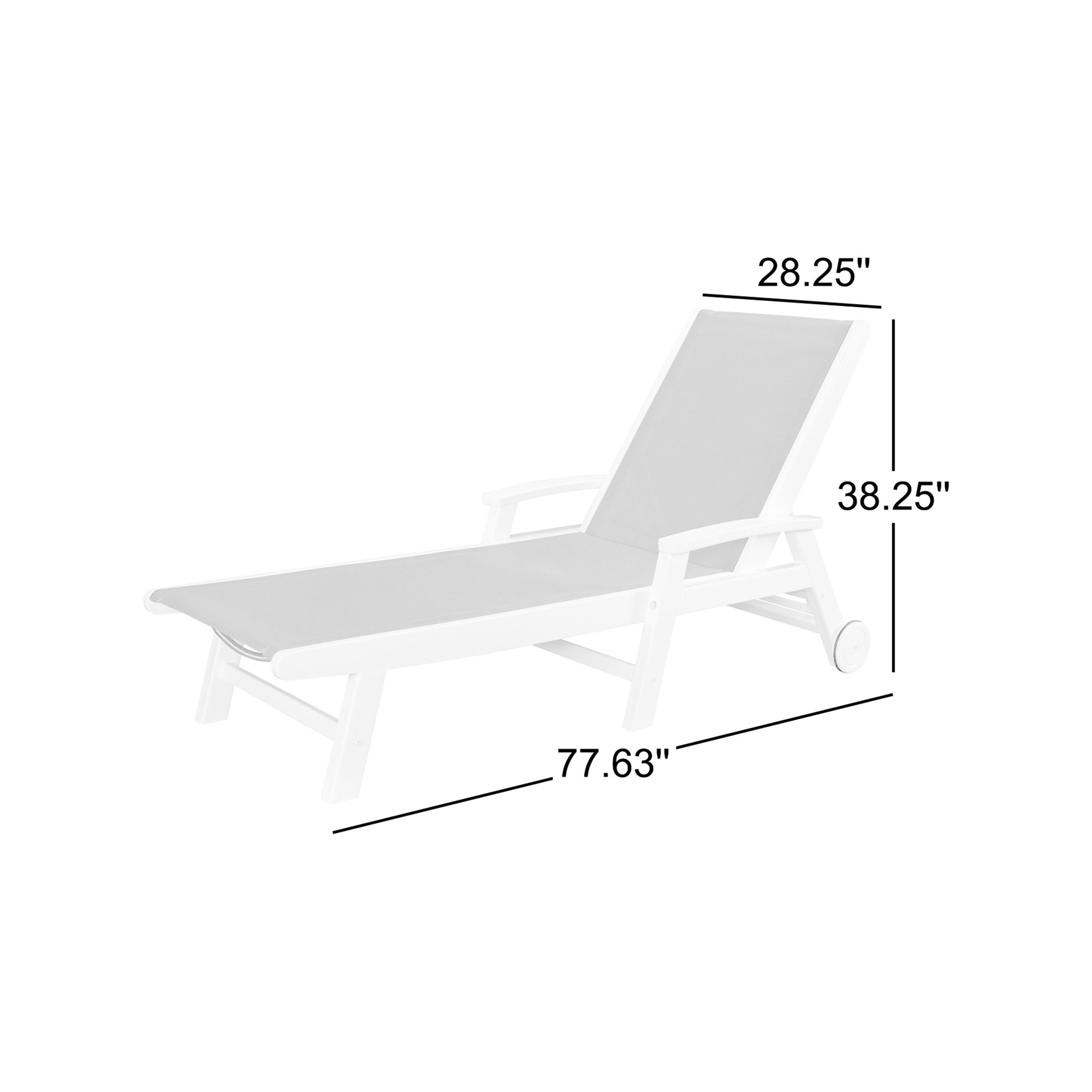 POLYWOOD Coastal Chaise with Wheels, White, White