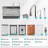 30 Inch Single Bowl Stainless Steel Kitchen Sink with LED Temperature Display and Multi-Function Faucet