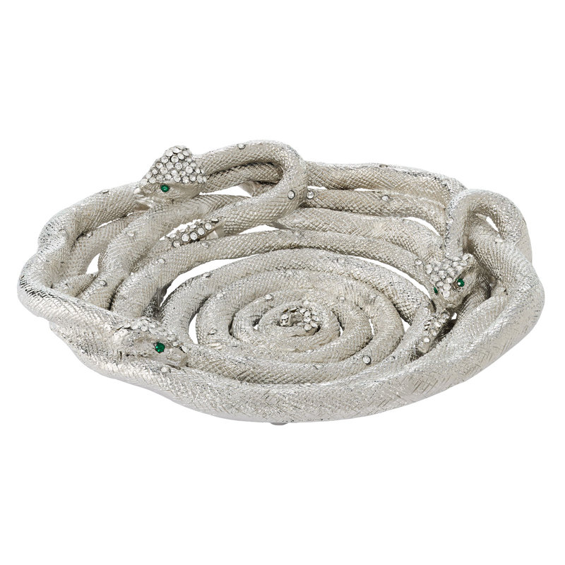 Serpentina Metal Decorative Bowl, Silver