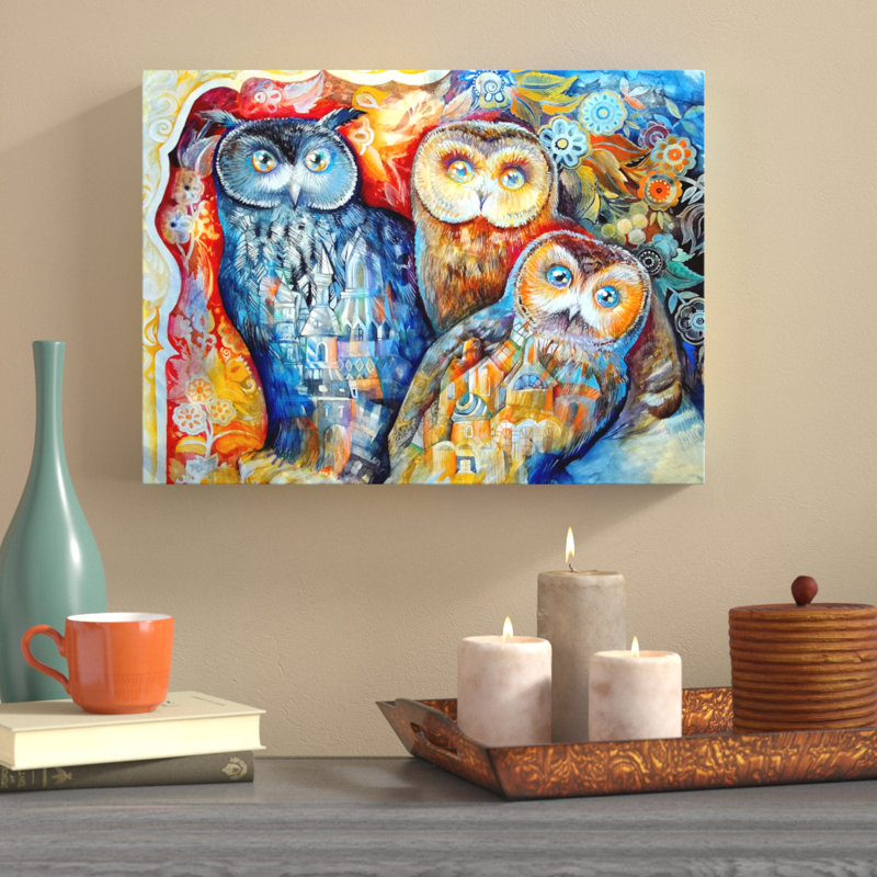 " Owls " by Oxana Ziaka, 14" H x 19" W