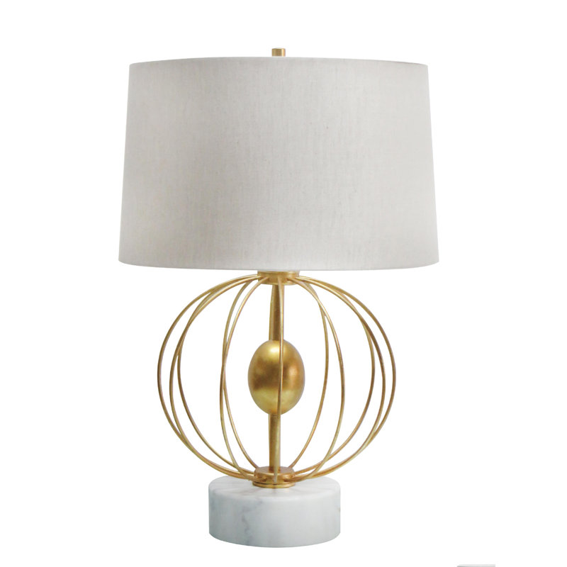 Lampe de table 1 lumière dorée avec abat-jour blanc Kurth