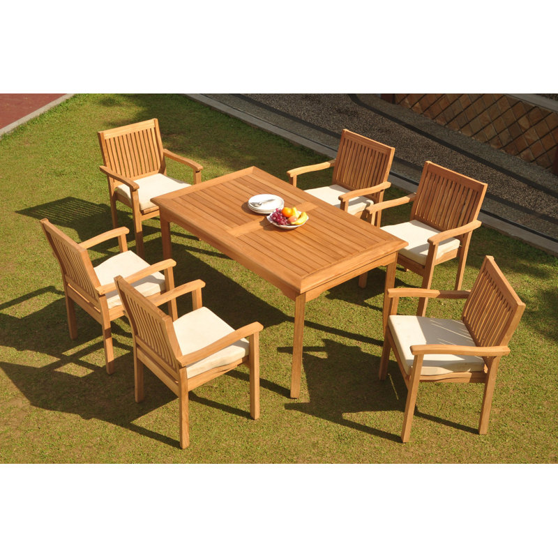Ensemble de salle à manger rectangulaire en teck pour 6 personnes Ashley, H 30 po x L 60 po x l 35 po