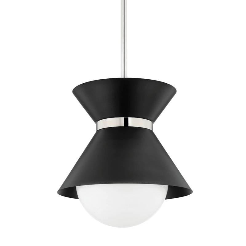 Scout Single Light Pendant, 24.25" H x 20" W x 20" D, Polished Nickel, Soft Black