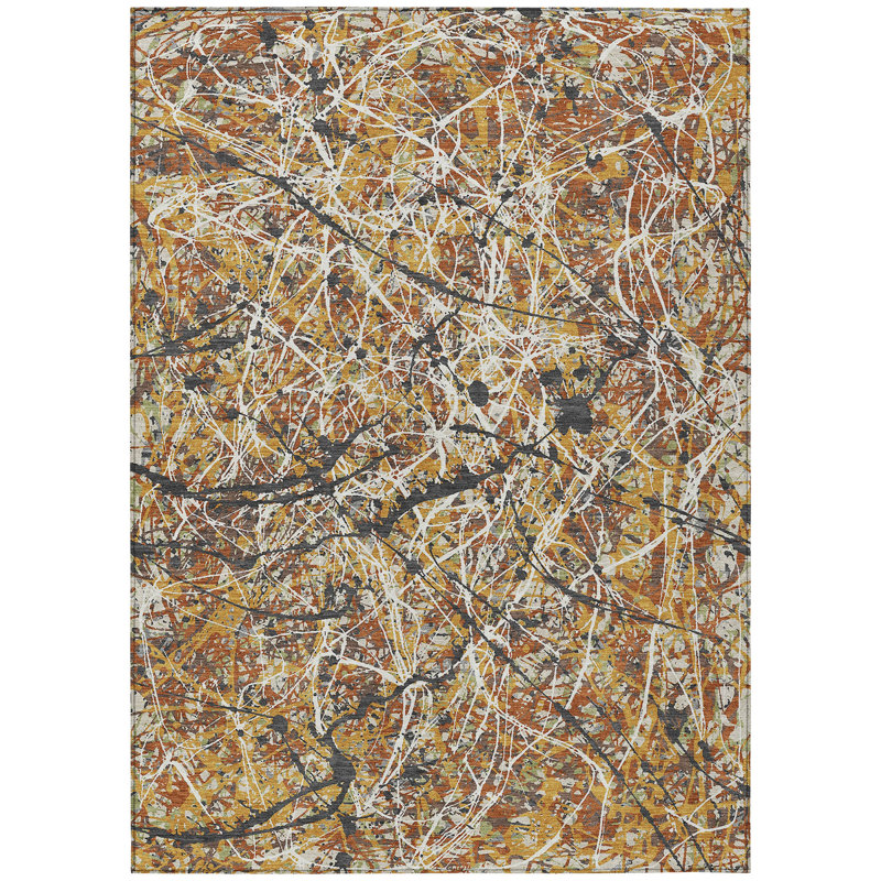 Machine Washable Indoor/Outdoor Jozwiak ACN2389 Abstract Rug, Rectangle 10' x 14'
