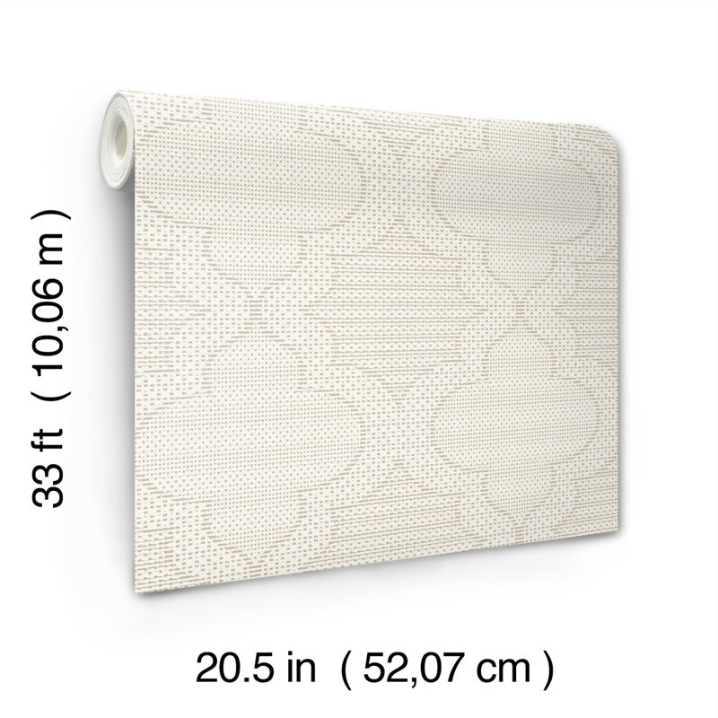 Ernest Charcoal Quilted Quatrefoil Wallpaper, Taupe