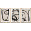 "Mid-Century noir, brun clair, ligne, collage, formes abstraites, illustrations, art moderne bohémien nordique", 3 pièces-100781353-100781352
