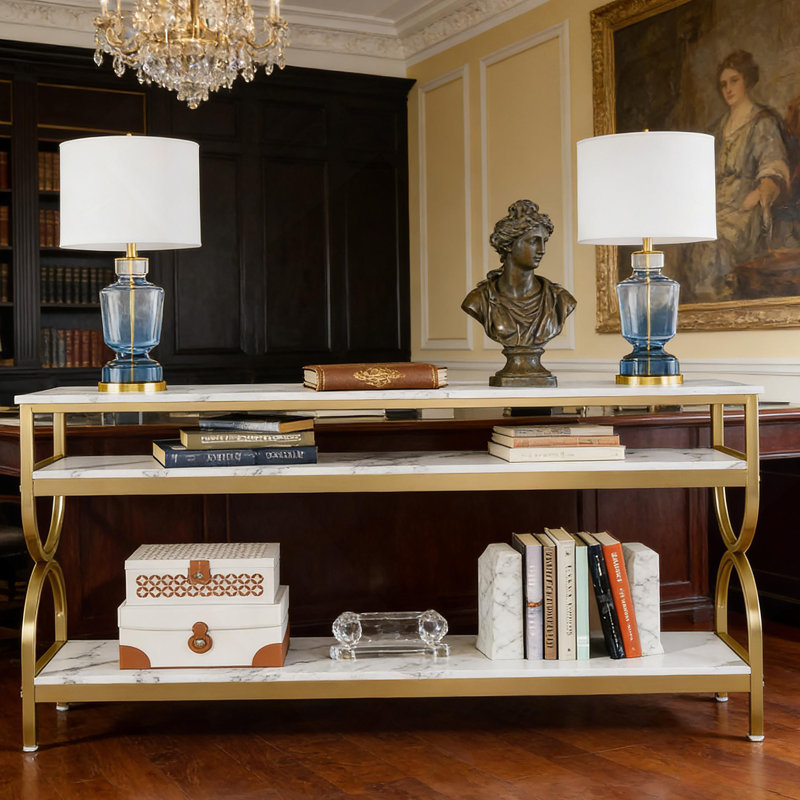Canapé en faux marbre, table de chevet à 3 niveaux, console, table de vestibule