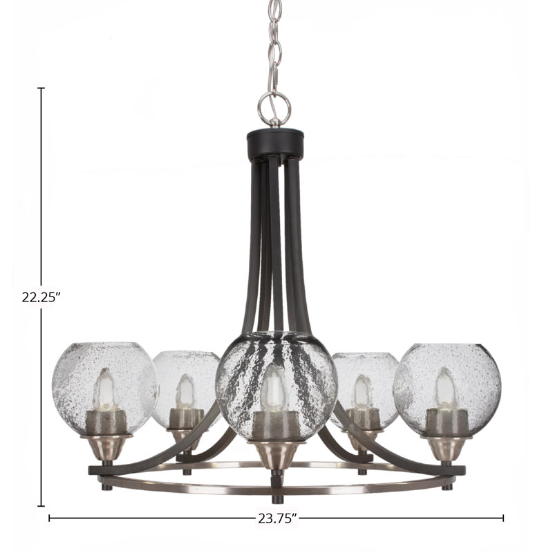 Lustre à 5 lumières Paramount, Noir mat et nickel brossé