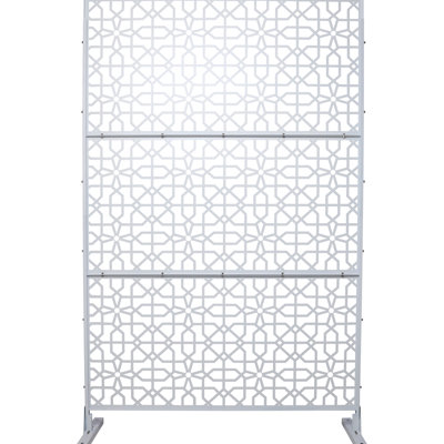 Clôture d'intimité autoportante 76 po 48 po - Métal blanc pour patio