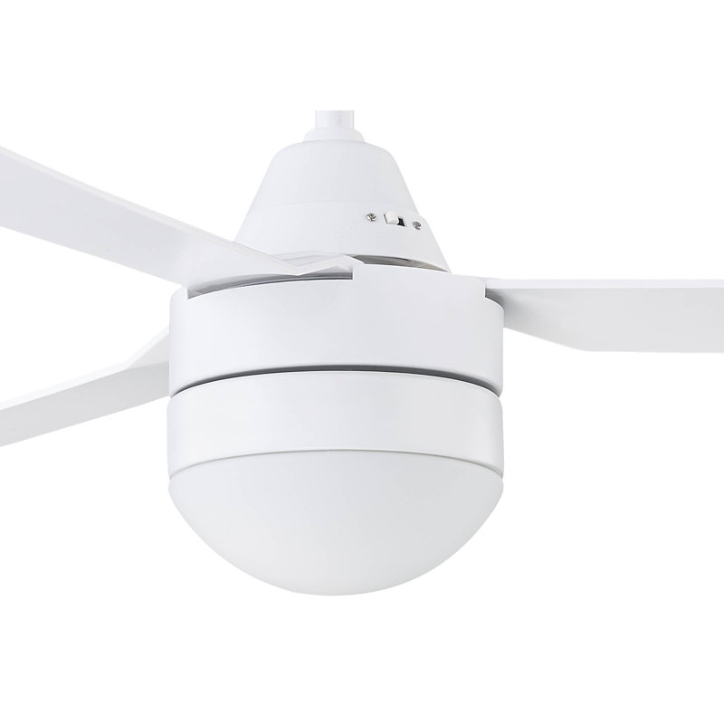 Harlene 122cm Ceiling Fan with Light Kit, White, White