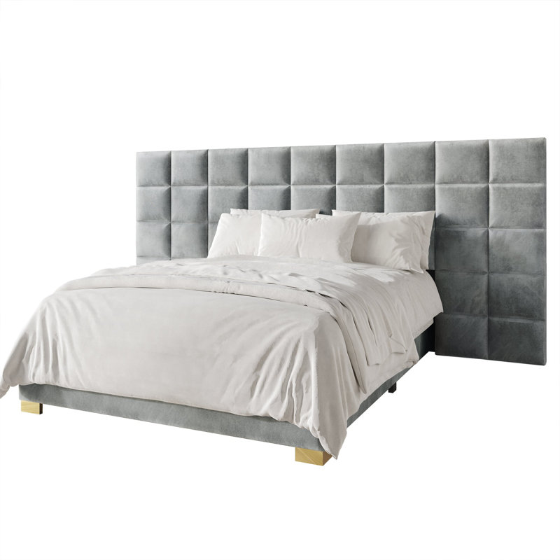 Lit tapissier standard Caryll, Très grand, Gris argenté