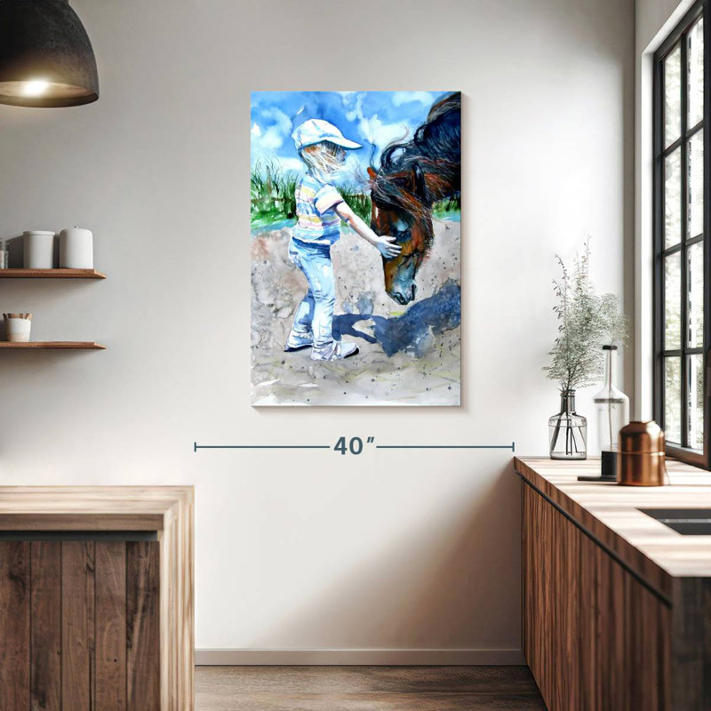 Leisha, une fille avec un cheval, H 39 po x l 26 po