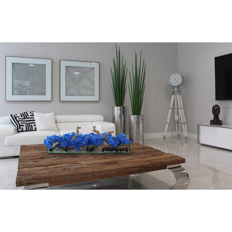 Silk Arrangement in Planter, 12 H x 36" W x 6" D, Blue