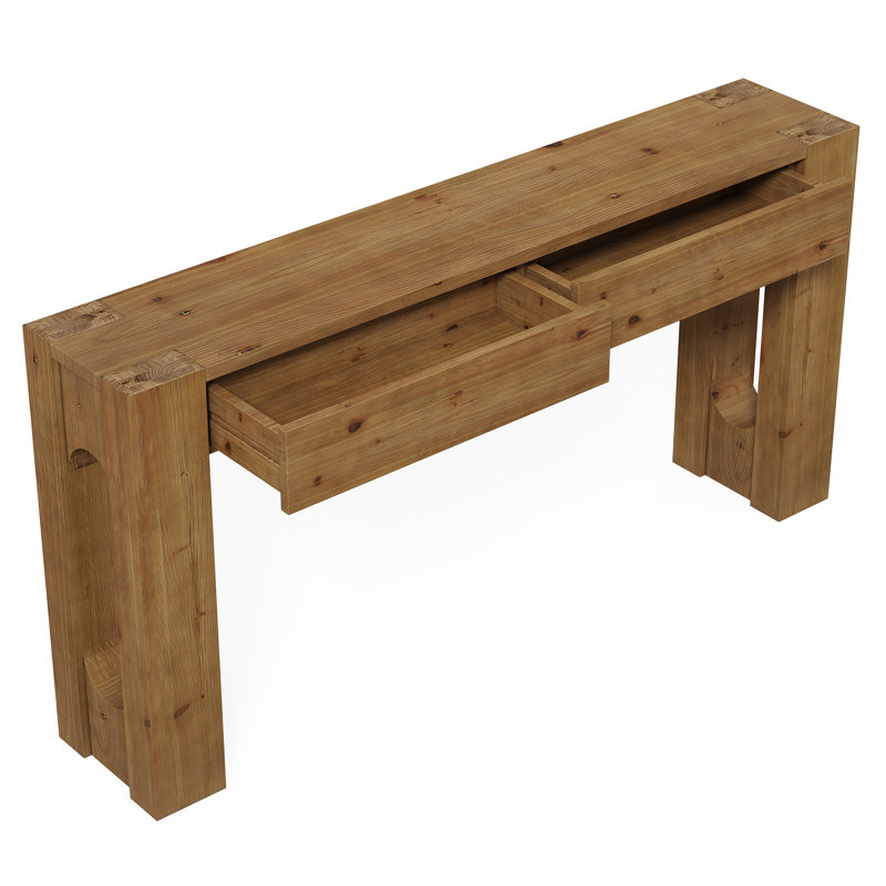 Console 63 pouces en bois massif avec 2 tiroirs, entrée de tiroir et décor de salon