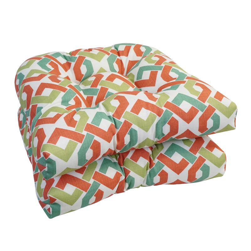 Outdoor 5'' Seat Cushion, Orange/Green