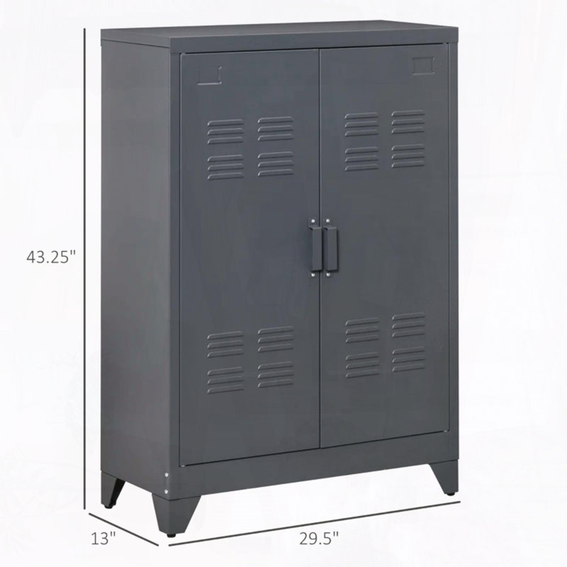 Armoire industrielle en acier avec tablettes réglables et portes ventilées