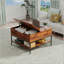 Table basse à plateau rabattable avec rangement - Métal - Dessus à couvercle relevable 31,5 po avec compartiment caché - Table de salon facile à assembler