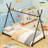 Metal Twin Size House Platform Bed With Triangle Structure-1953352811