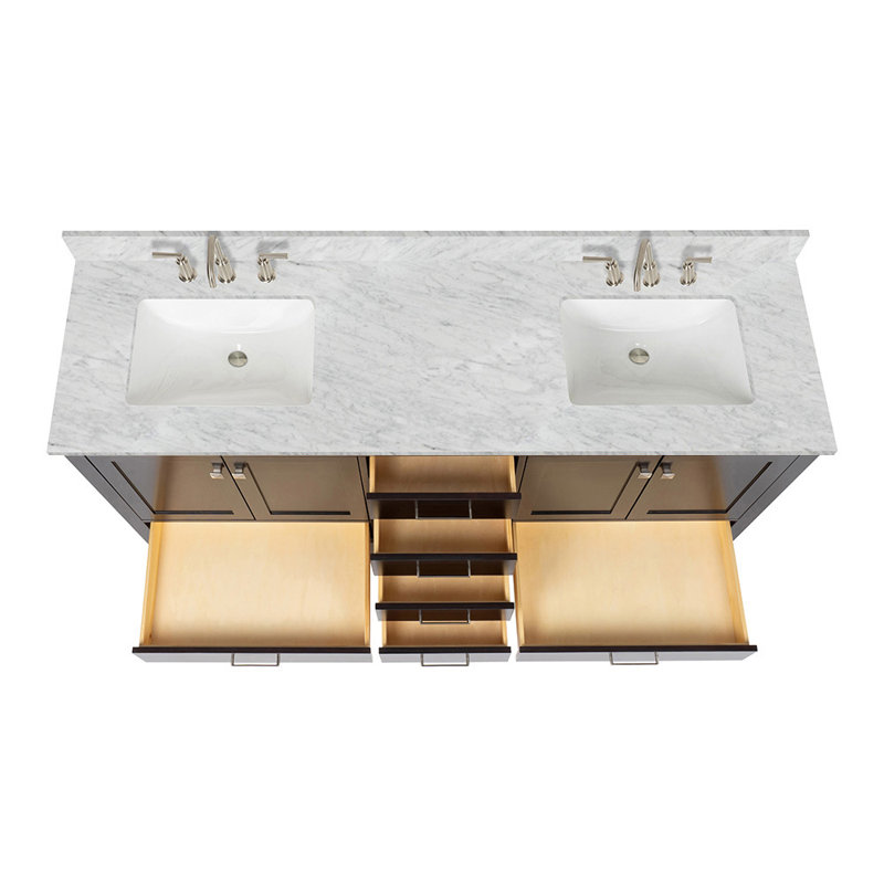 Meuble-lavabo double 72,25 po avec comptoir, Espresso, Oval