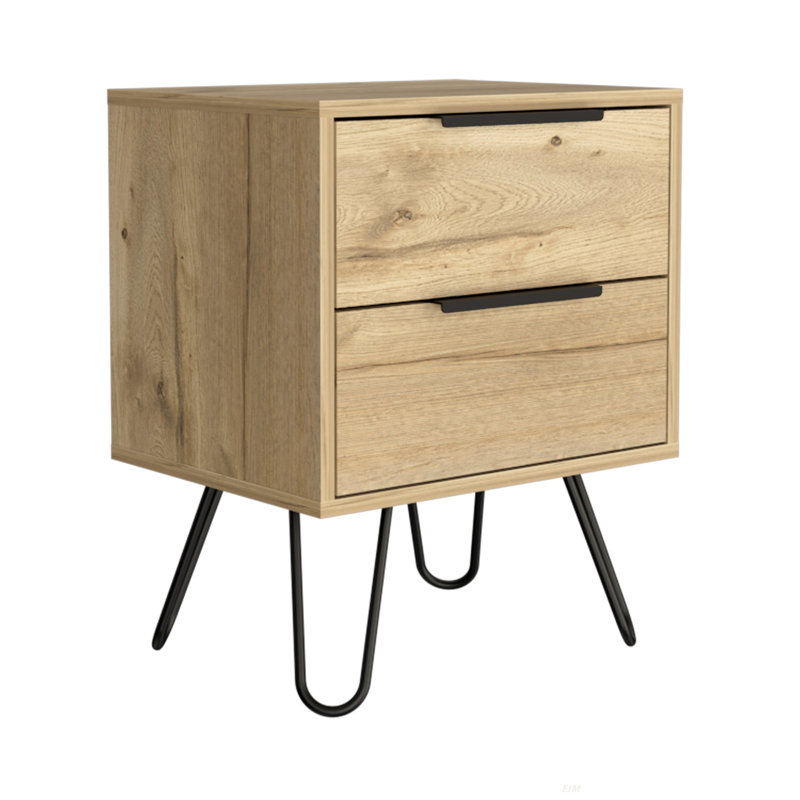 2 Nightstand , End Table, Side Table Four Legs, Two Drawers