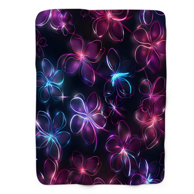 Couverture Neon Garden Party - 1 pièce Sherpa Premium, Lit simple