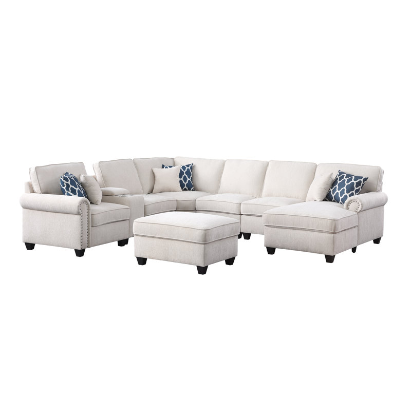 Canapé modulaire Bronder, Chenille blanche