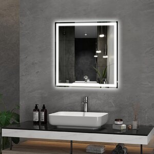 Orren Ellis Modern and Contemporary Frameless Lighted Bathroom Mirror ...