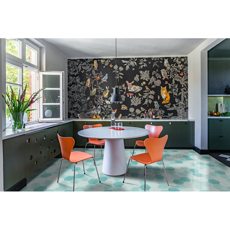 Solid Mixed Aqua Hex 8" x 9" Cement Wall & Floor Tile