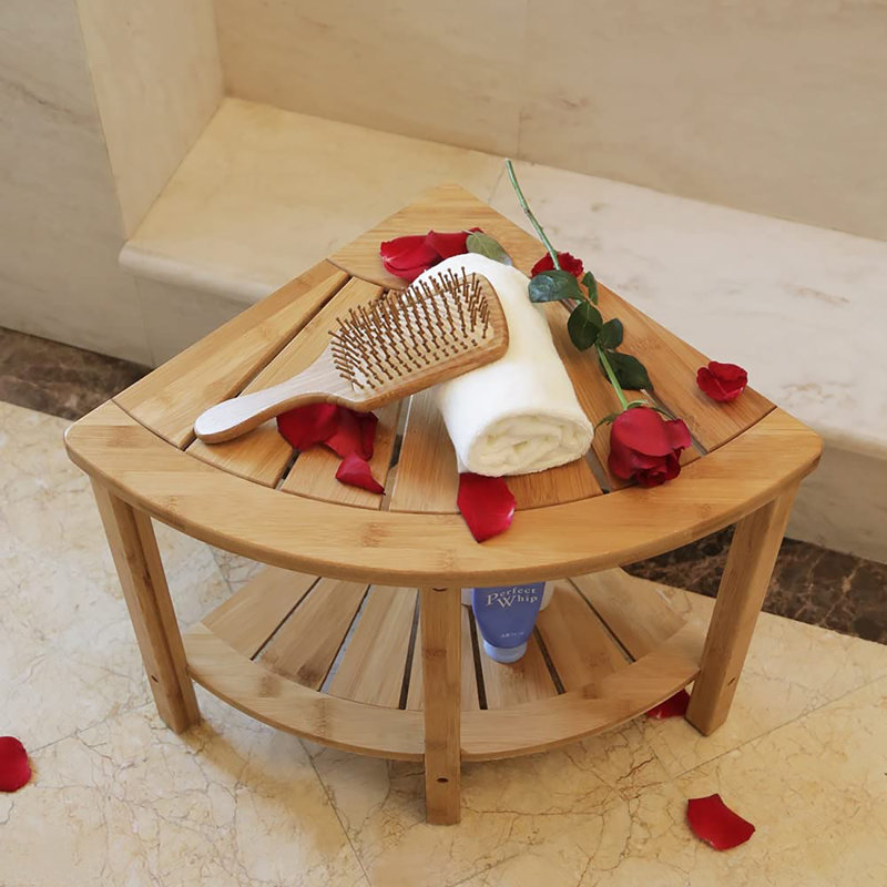 Bamboo Corner Shower Stool, Nature
