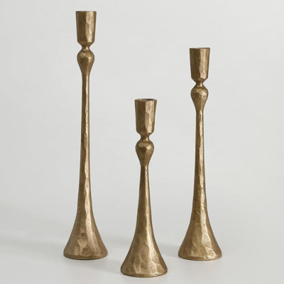 Porte-bougie Vintage en fonte - Ensemble de 3 porte-bougies décoratifs, porte-bougie pour mariage, repas, fête (laiton antique)
