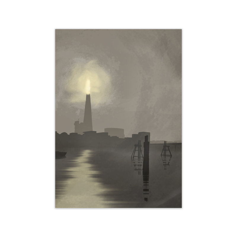 London Shard In Fog by Richard O'Neill - Print, 59.4 cm H x 42 cm W