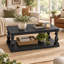 Table basse piédestal classique en placage de pin pour salon et salon-693061015