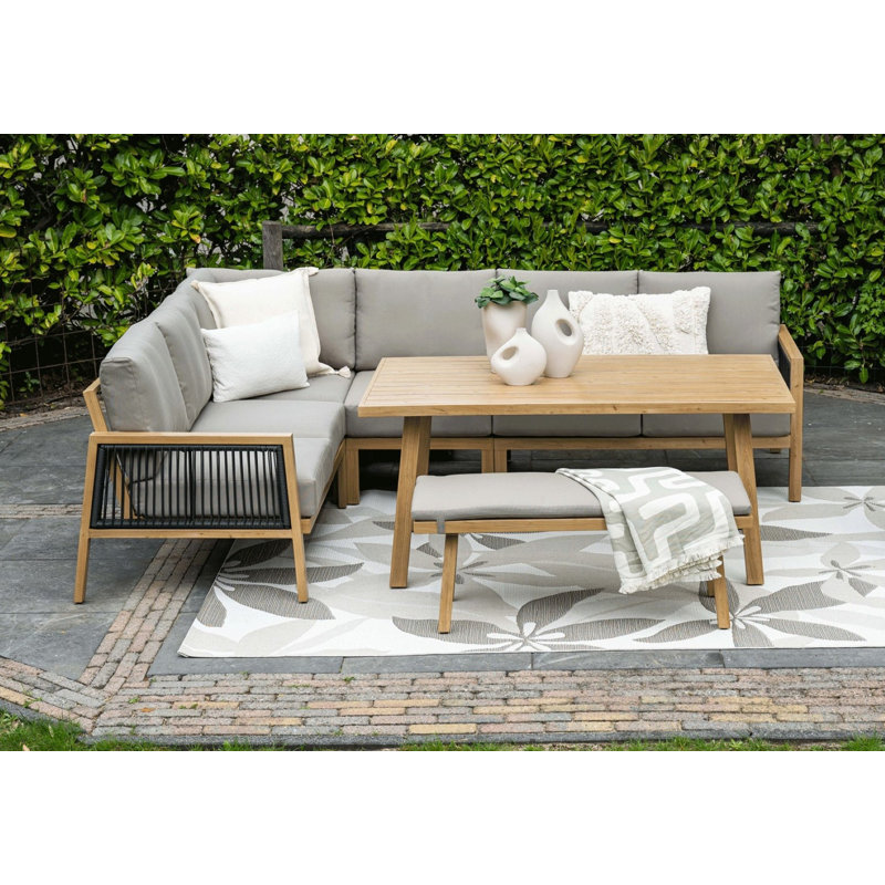 Addyston 7 - Person Seating Group with Cushions, Black Rope/Natural