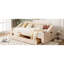 Lit de jour simple avec rangement pour accoudoirs et aspect beige rembourré