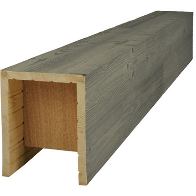 AmeriCraft Wood Wire Brushed Beam, 3-Sided (U-Beam), 9 1/2"W x 5 1/2"H x 48"L, Weathered Grey Finish, Stain Grade Pine