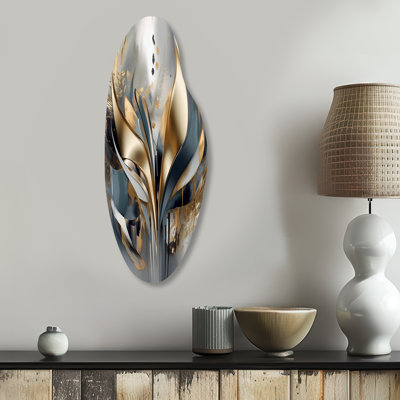 Abstract Shapes And Lines IV - Abstract Marble Curved Shape Irregular Metal Wall Decor