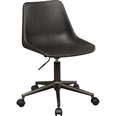 Chaise de bureau à domicile avec revêtement brun, fonction réglable, siège ergonomique à rembourrage doux et roulement doux, revêtement en profondeur de 21,38 pouces pour le bureau, style courbé, rembourrage doux,