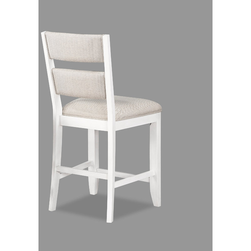 Chaises de salle à manger 2 pièces avec siège et dossier rembourrés pour une pièce moderne, Siège beige / structure blanche