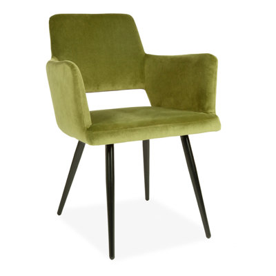 2x Draughn Upholstered Dining Chair with Black Metal Legs