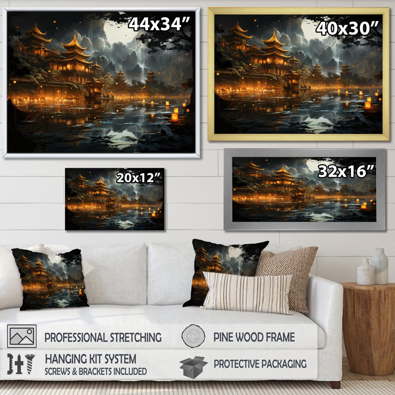 «China Art Golden Temple I», reproduction, Toile tendue, H 30 po x l 40 po x P 1,5 po