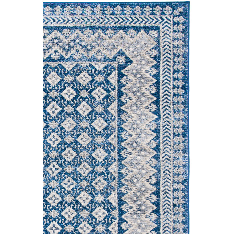 Tapis oriental bleu marine Adel, Carré 6 pi 7 po