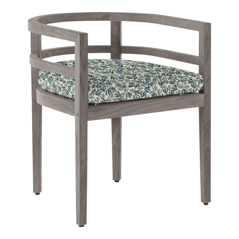 Chaise avec accoudoirs d'extérieur en teck Santa Barbara, Welt, Perigold ‑ vert-de-gris Palmetto, Teck naturel